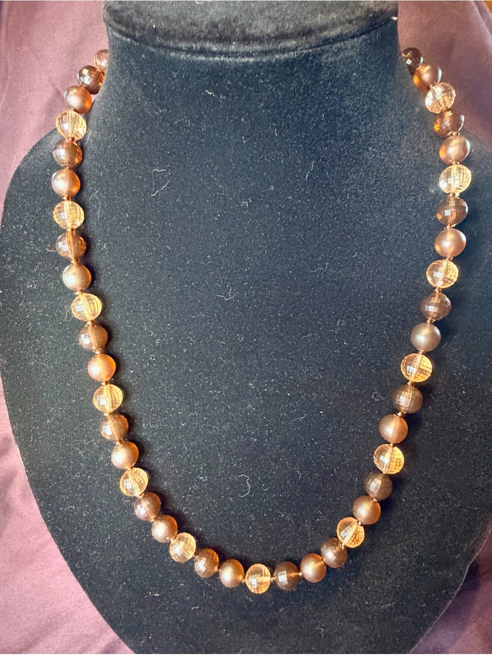 Amber Brown Beaded Necklace - Women's Brown Necklace
